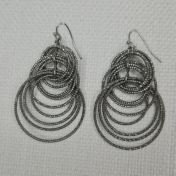 Lia Sophia Silver Sparkle Circle Statement Earrings - Picture 2 of 13